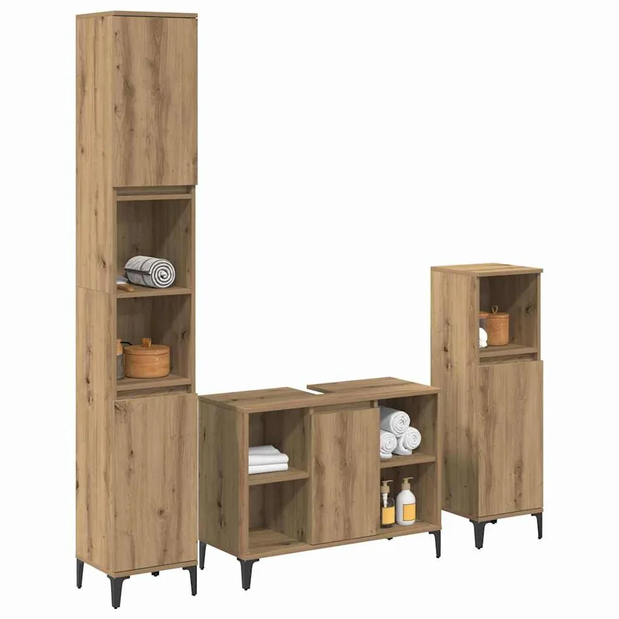 Ensemble de mobilier de salle de bain 3 pc Chêne artisanal - 3