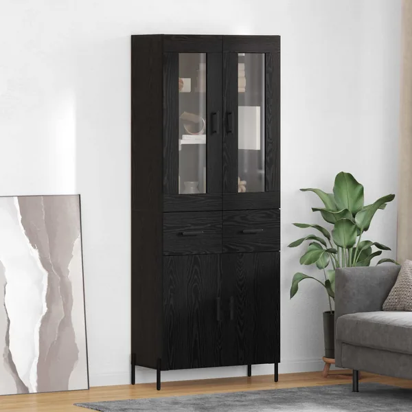 Haut Armoire Chêne noir 69,5 x 34 x 180 cm Bois d'ingénierie