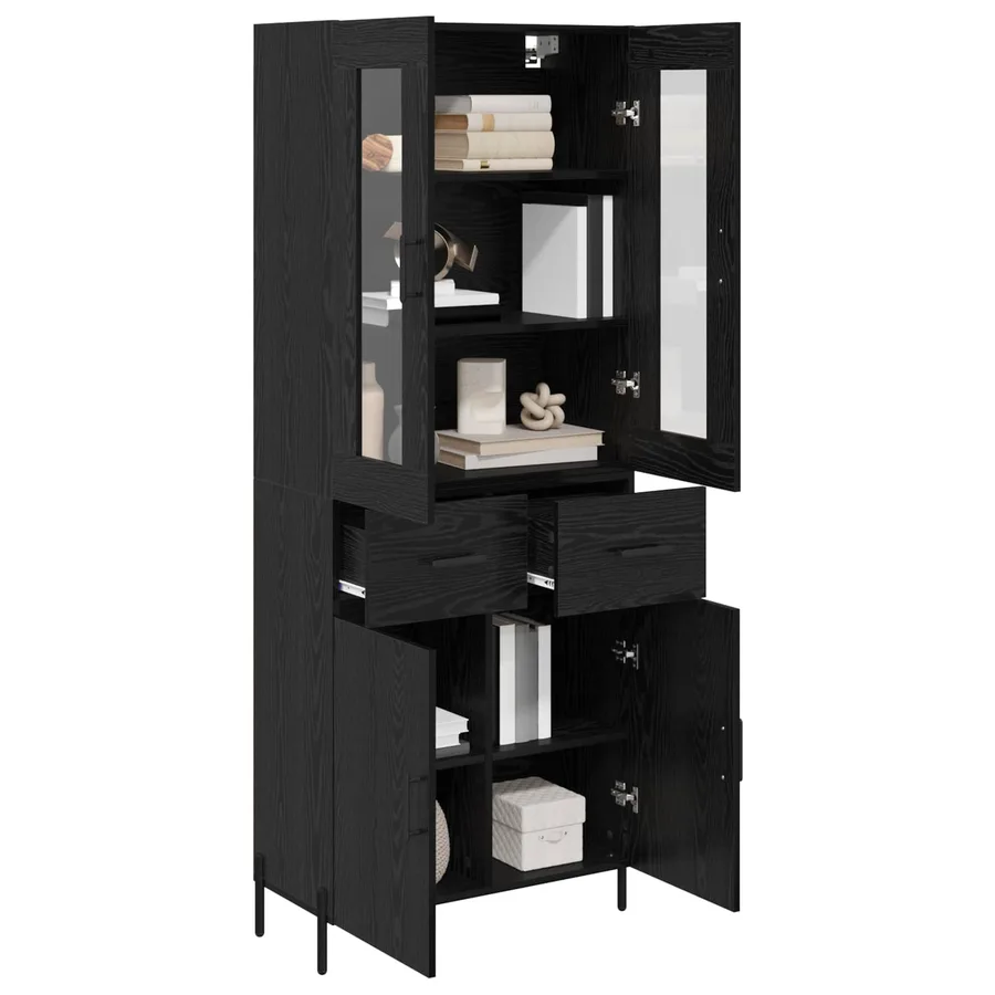 Haut Armoire Chêne noir 69,5 x 34 x 180 cm Bois d'ingénierie - 3
