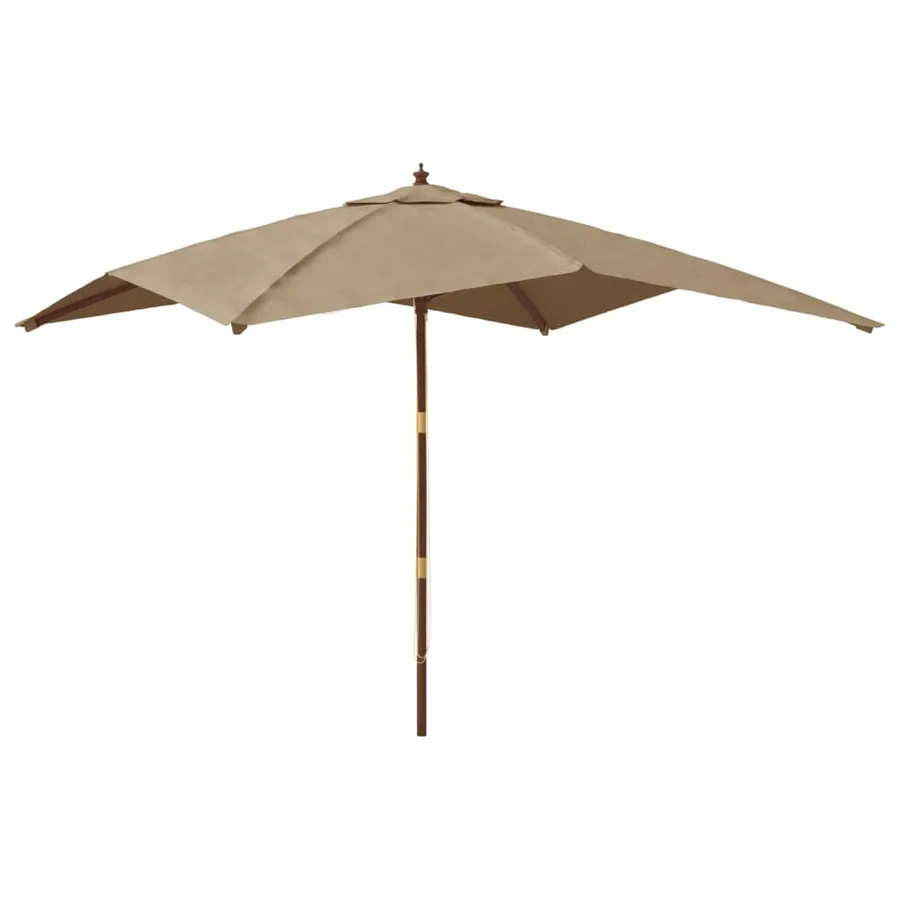 Parasol de jardin avec mât en bois taupe 300x300x273 cm - 2