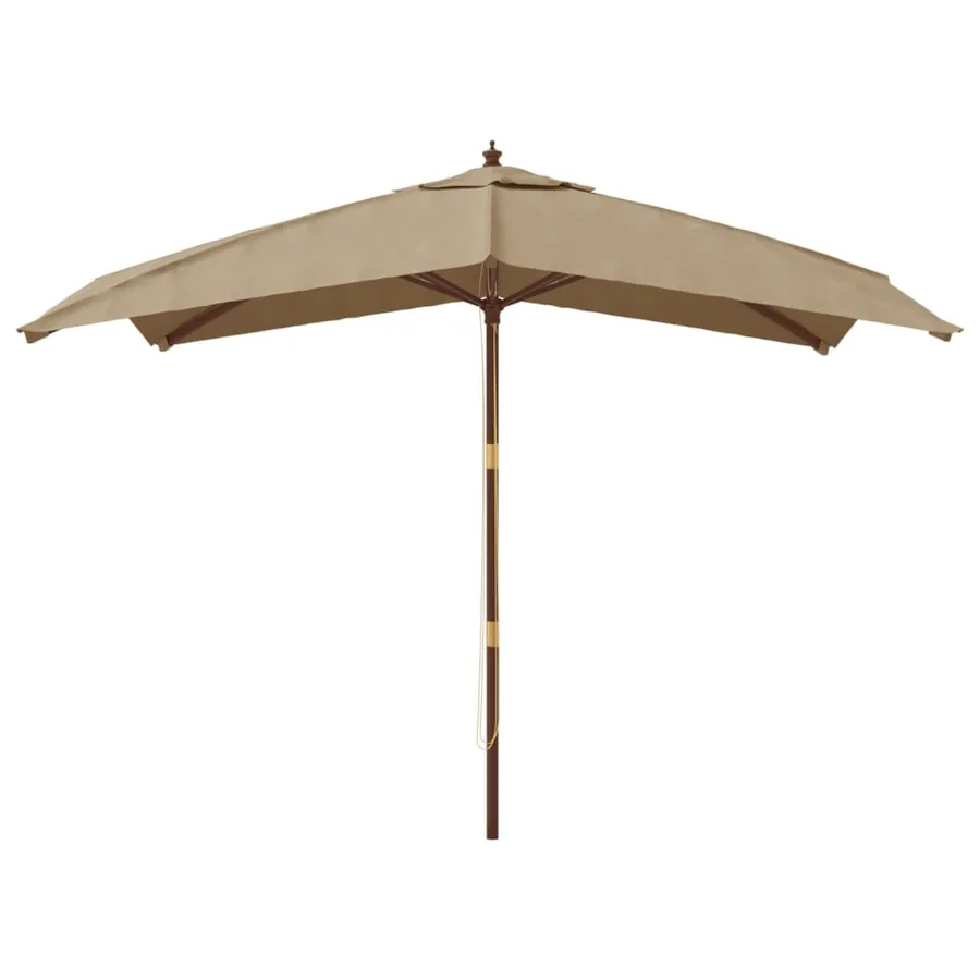 Parasol de jardin avec mât en bois taupe 300x300x273 cm - 3