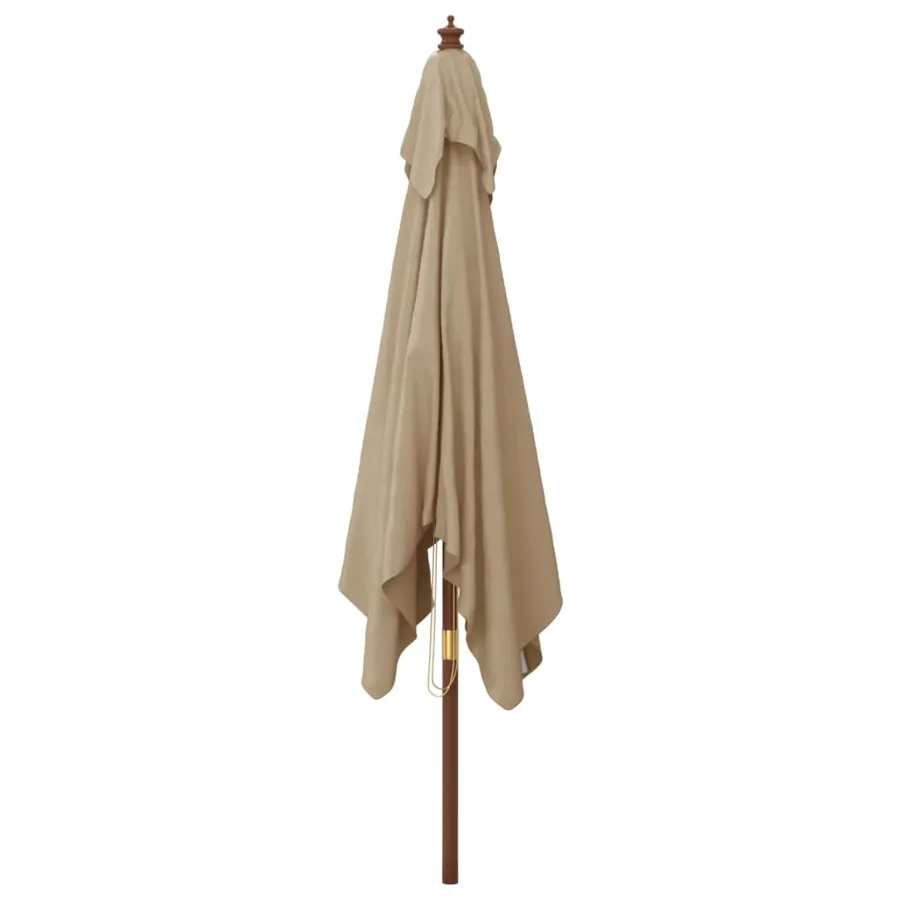 Parasol de jardin avec mât en bois taupe 300x300x273 cm - 4