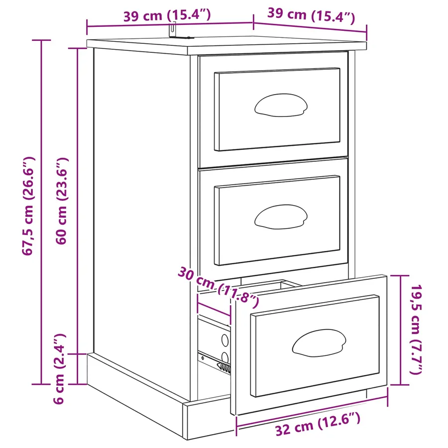 Cabinet de chevet Chêne artisanal 39 x 39 x 67,5 cm - 14