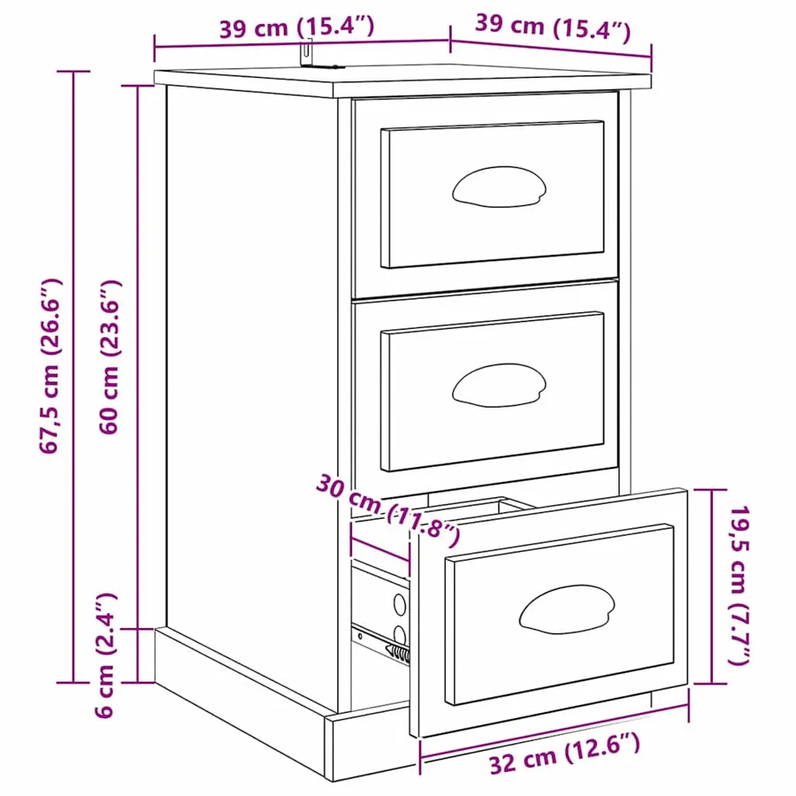 Cabinet de chevet Chêne artisanal 39 x 39 x 67,5 cm - 15
