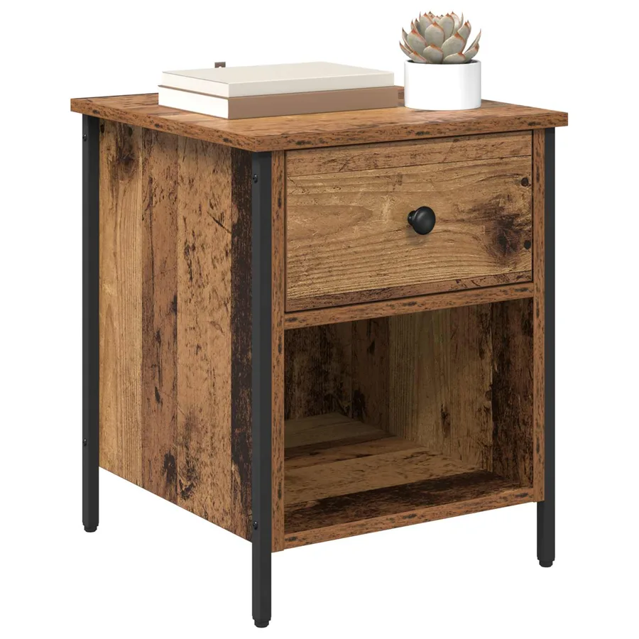 Cabinet de chevet avec tiroir 2 pcs Bois ancien 40 x 42 x 50 cm - 3