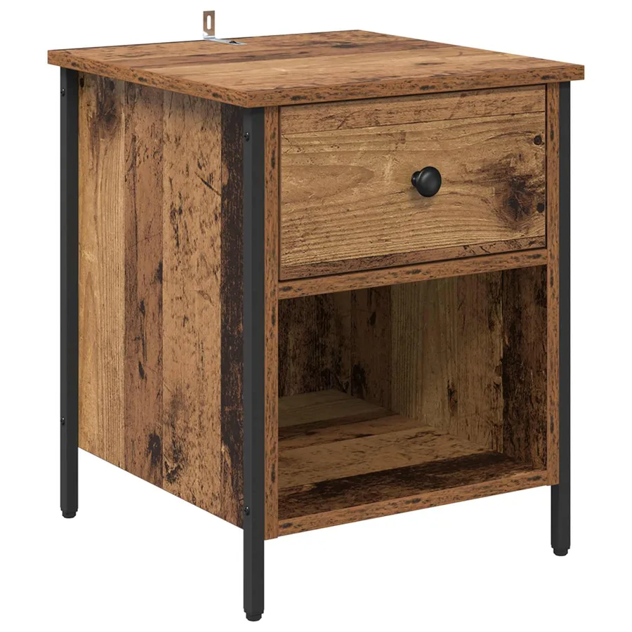 Cabinet de chevet avec tiroir 2 pcs Bois ancien 40 x 42 x 50 cm - 6