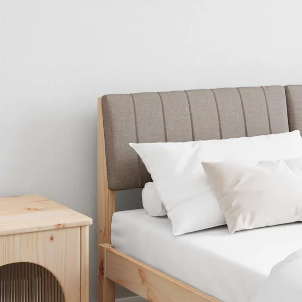 Tête de lit capitonnée Taupe 140 cm Pin massif