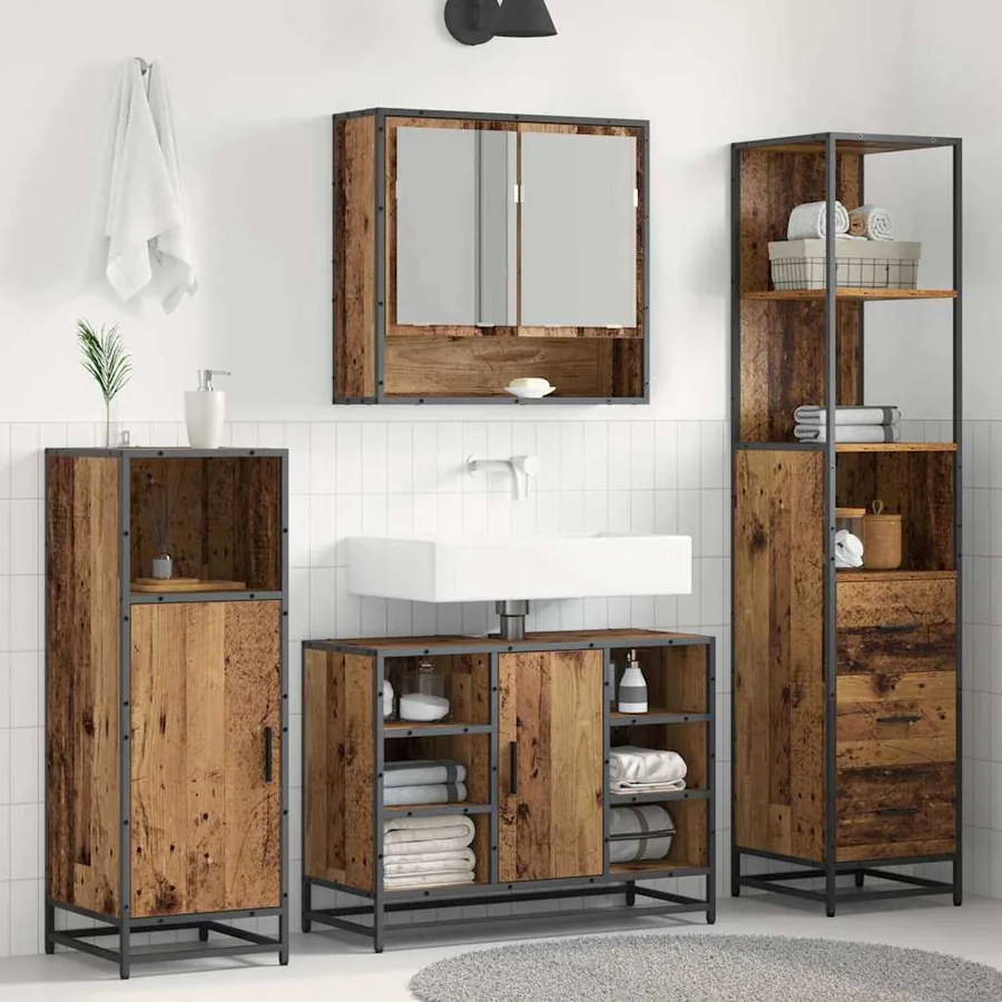 Ensemble de mobilier de salle de bain avec tiroir Bois Ancien