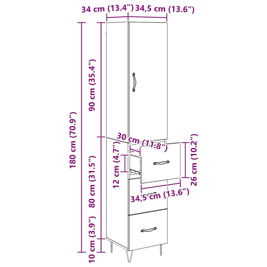Haut Armoire Bois Ancien 34,5 x 34 x 90 cm Bois d'ingénierie - 14