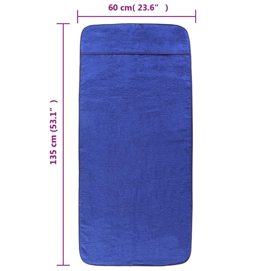 Serviettes de plage 2 pcs bleu royal 60x135 cm tissu 400 GSM - 8