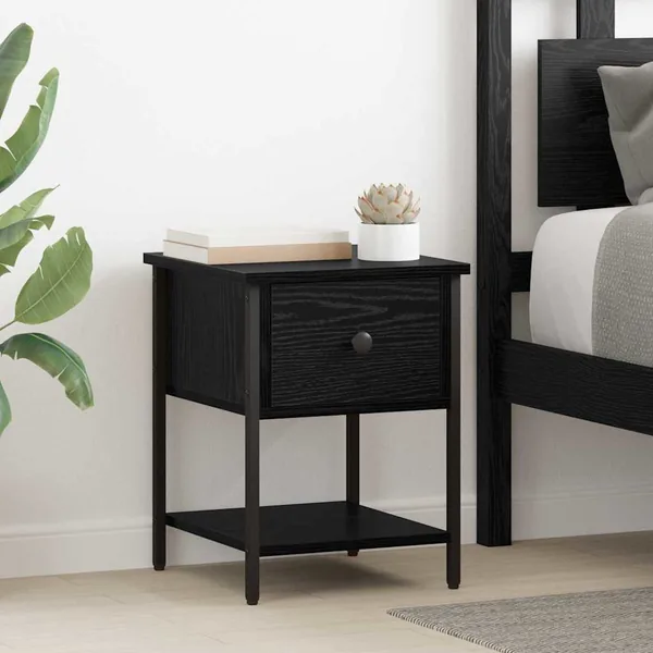 Table de chevet avec tiroir 2 pcs Chêne noir 34 x 35,5 x 45 cm