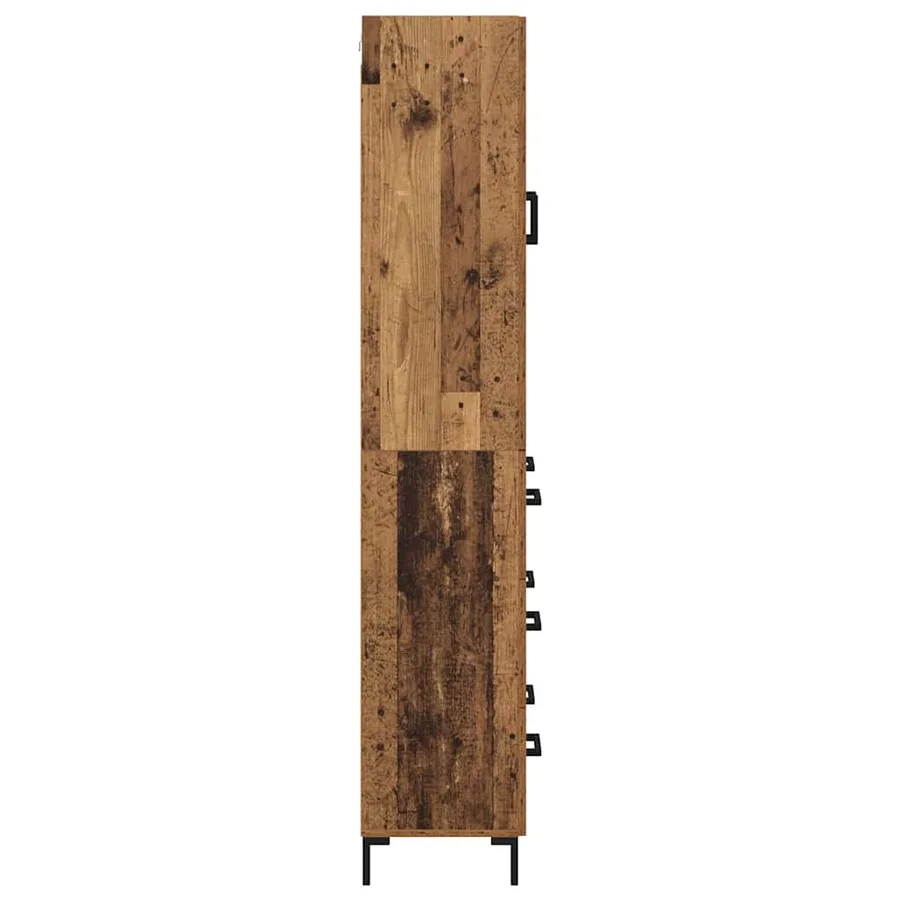 Haut Armoire avec tiroir 2 pcs Bois Ancien Bois d'ingénierie - 9