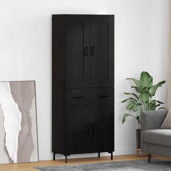 Haut Armoire avec tiroir 2 pcs Chêne noir Bois d'ingénierie