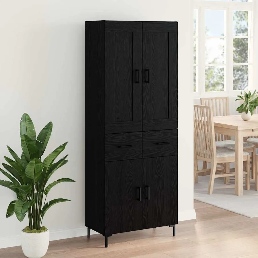 Haut Armoire avec tiroir 2 pcs Chêne noir Bois d'ingénierie - 4