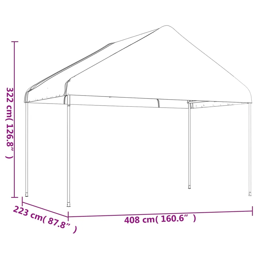 Belvédère avec toit blanc 4,08x2,23x3,22 m polyéthylène - 4