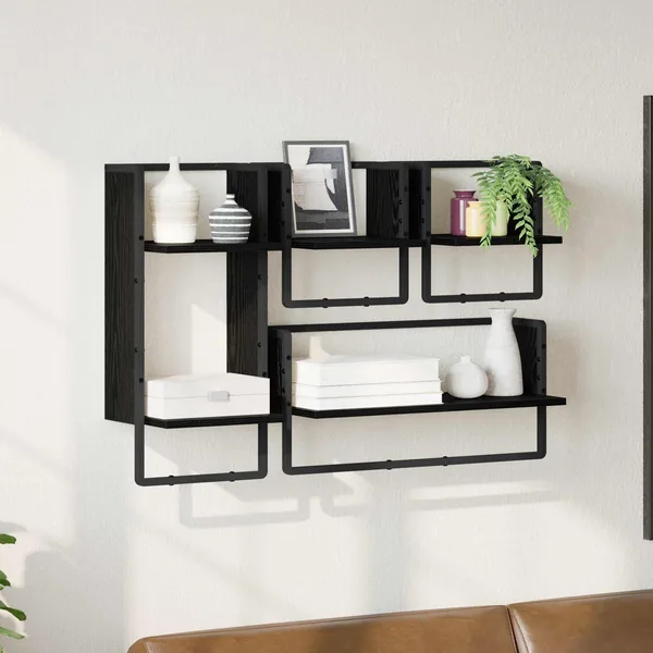 Ensemble d'étagères murales 4 pcs Chêne noir 65 x 25 x 30 cm