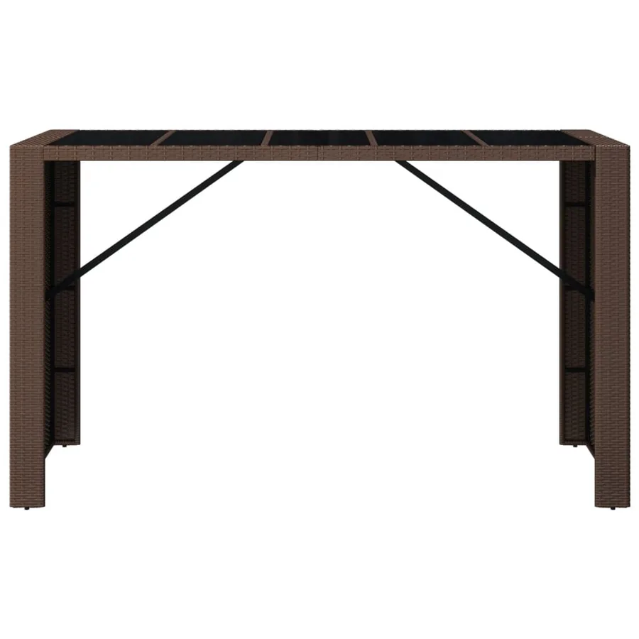 Table de bar et dessus en verre marron 185x80x110 cm poly rotin - 3