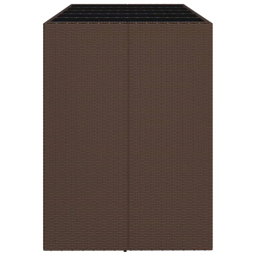 Table de bar et dessus en verre marron 185x80x110 cm poly rotin - 4