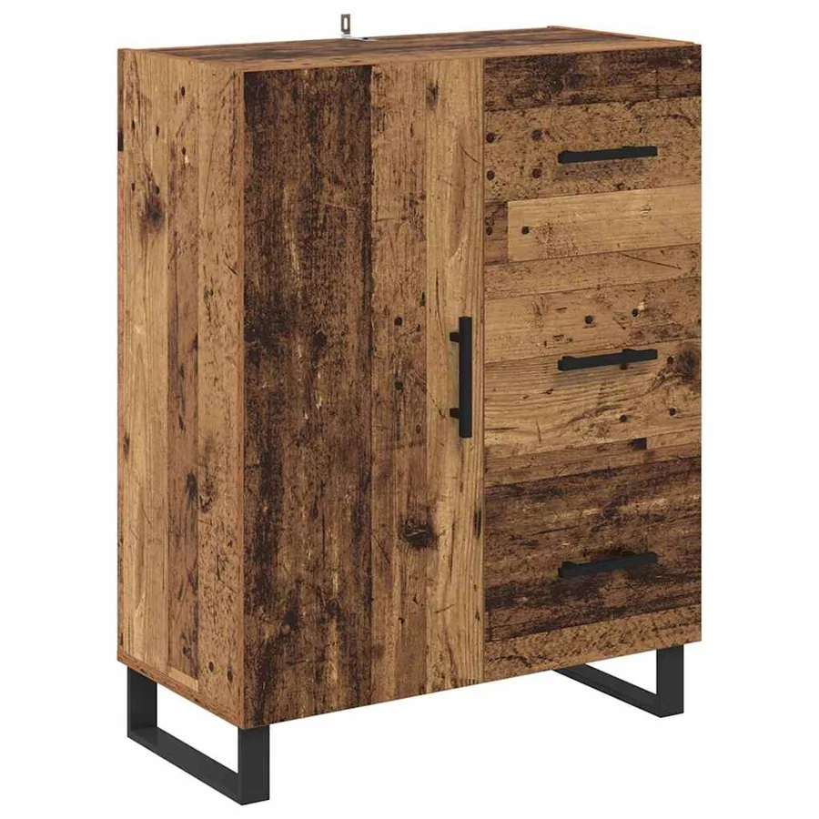 Haut Armoire 2 pcs Bois Ancien Bois Aggloméré et Verre - 6