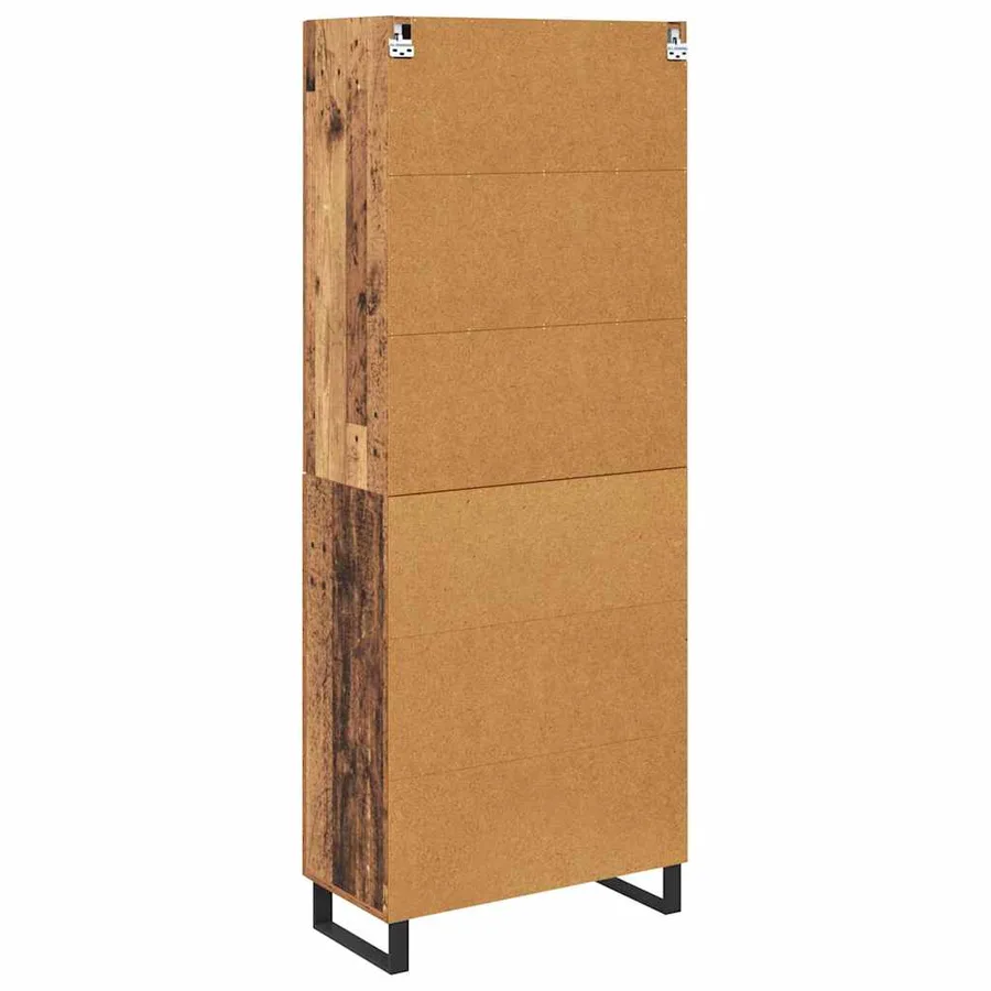 Haut Armoire 2 pcs Bois Ancien Bois Aggloméré et Verre - 8