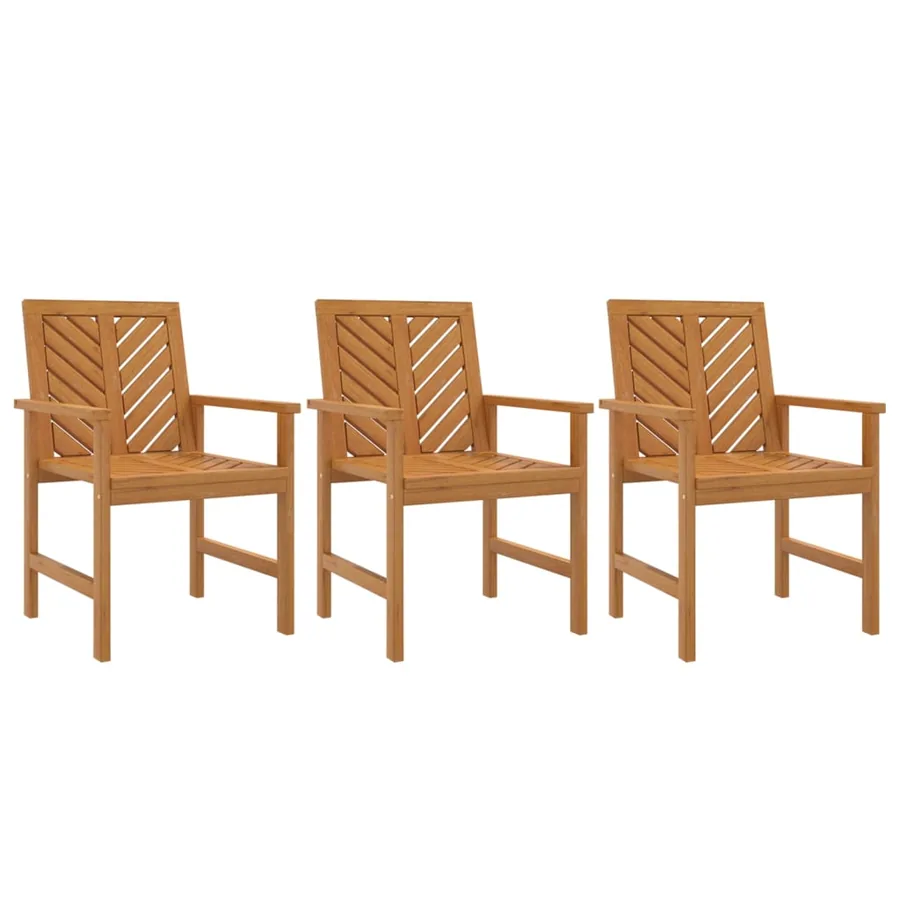 Chaises à manger de jardin lot de 3 bois massif d'acacia - 2