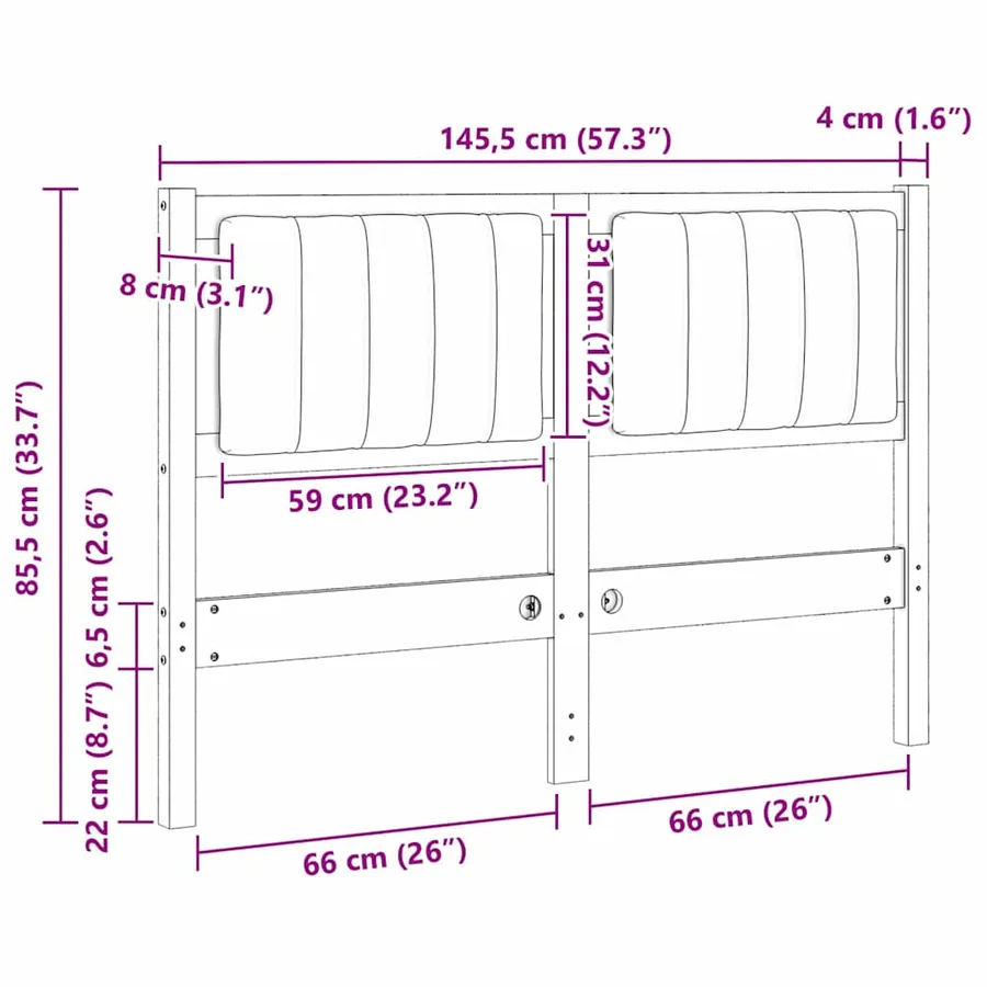 Tête de lit capitonnée avec tête de lit Blanc 120 cm Pin massif - 11