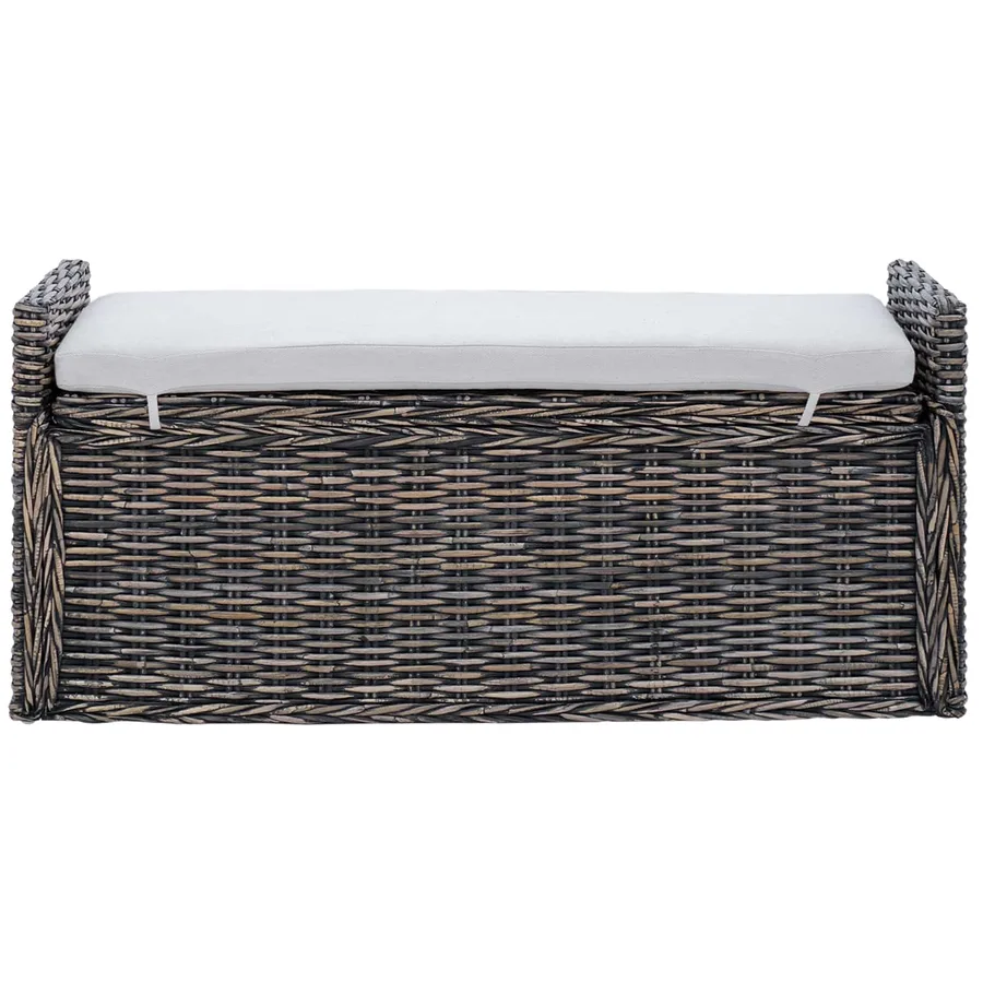 Banc de rangement Noir Blanchi 110 x 40 x 50 cm Rotin - 5