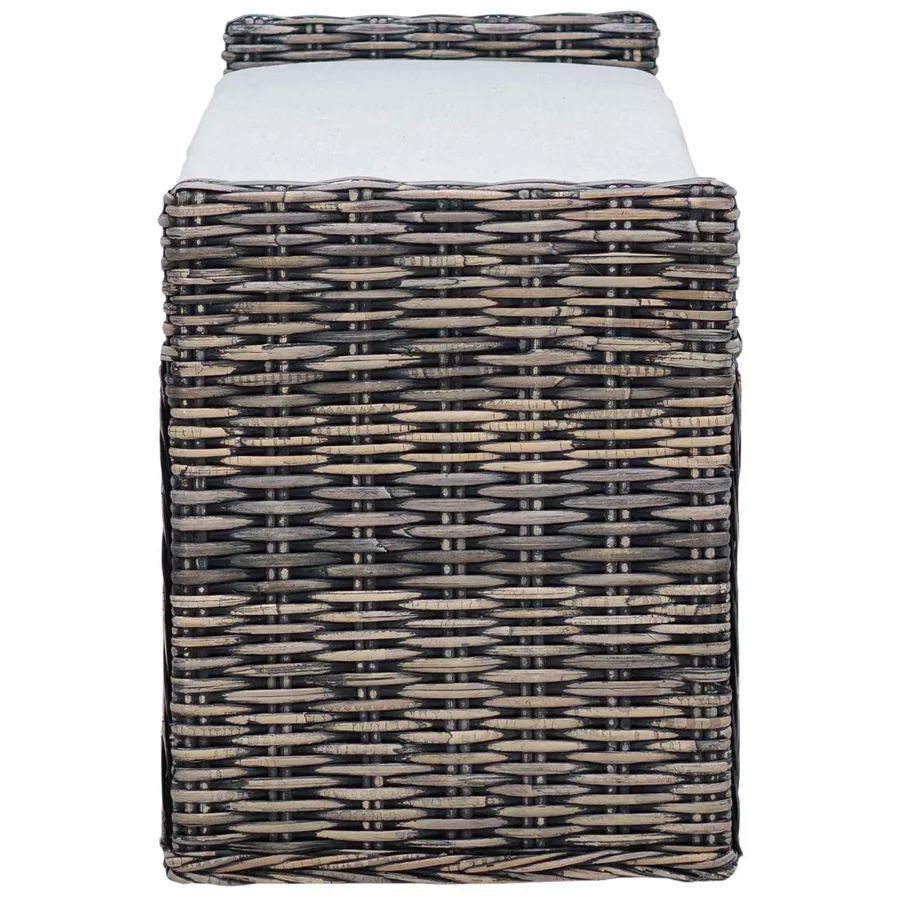 Banc de rangement Noir Blanchi 110 x 40 x 50 cm Rotin - 6