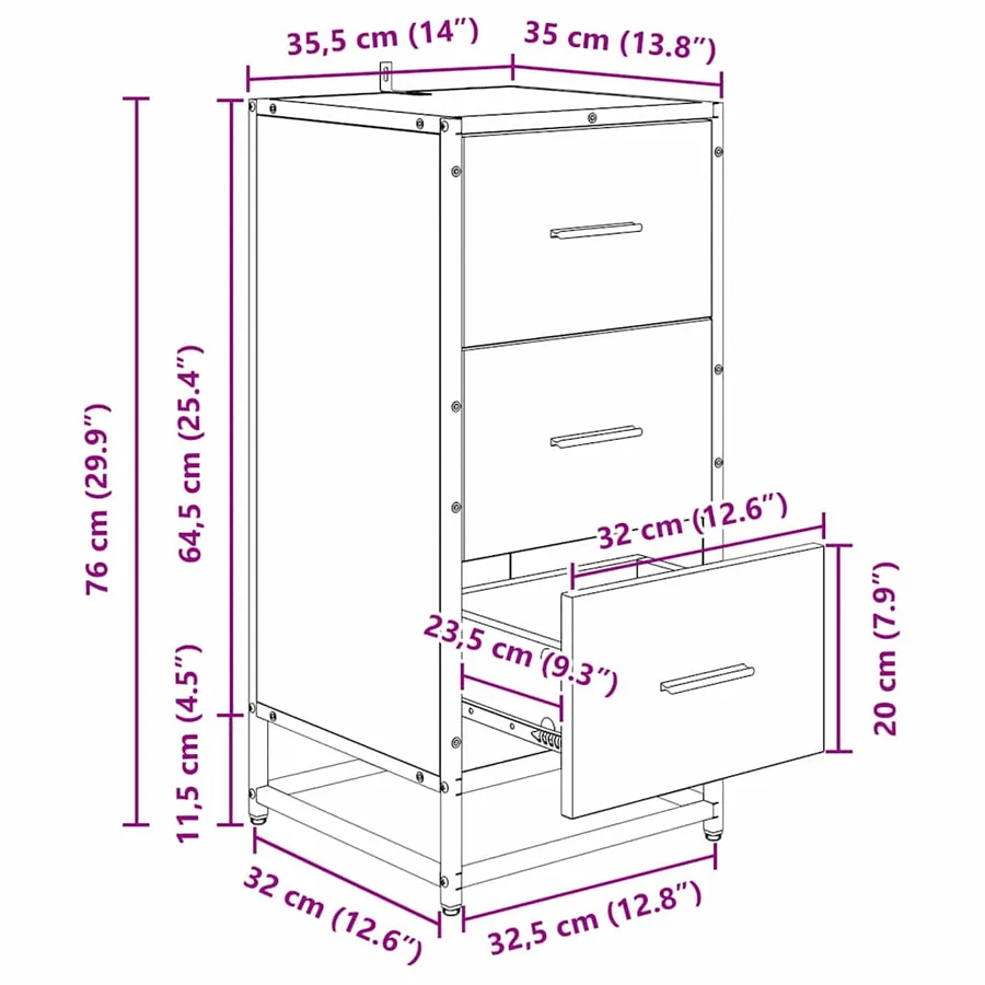 Buffet Chêne noir 35,5 x 35 x 76 cm - 13