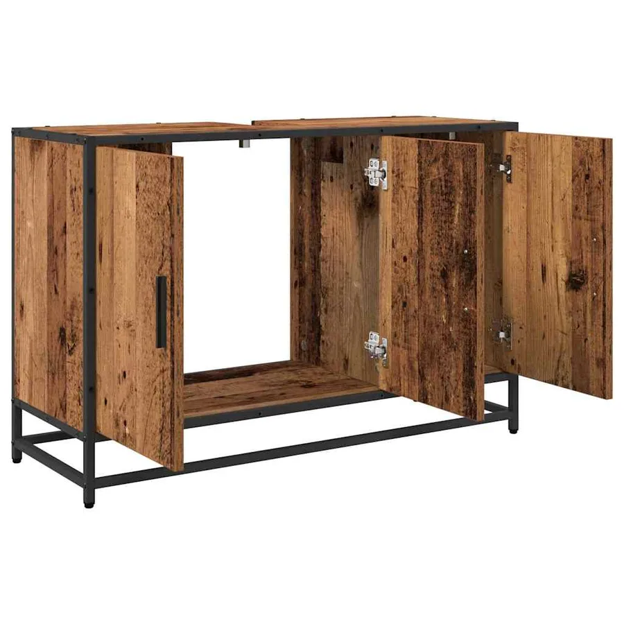 Cabinet de salle de bain avec porte Bois Ancien 90 x 33 x 60 cm - 5