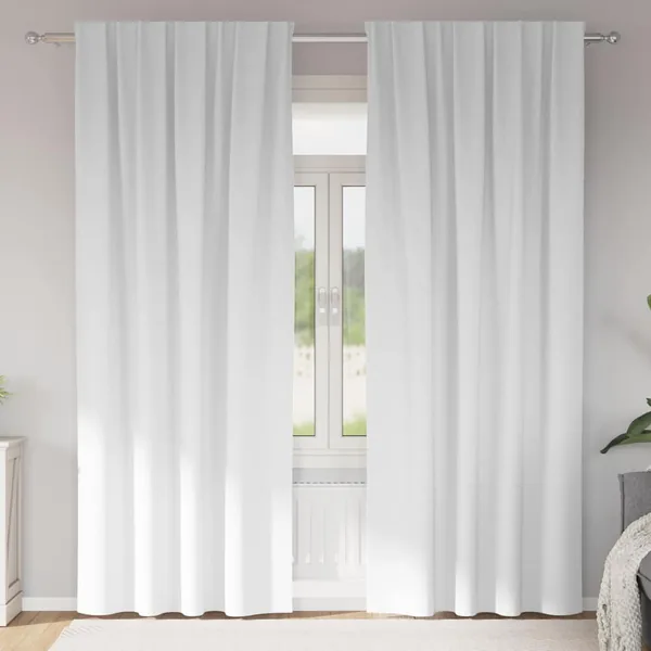 Rideaux occultants avec anneaux 2 pcs Blanc lumineux