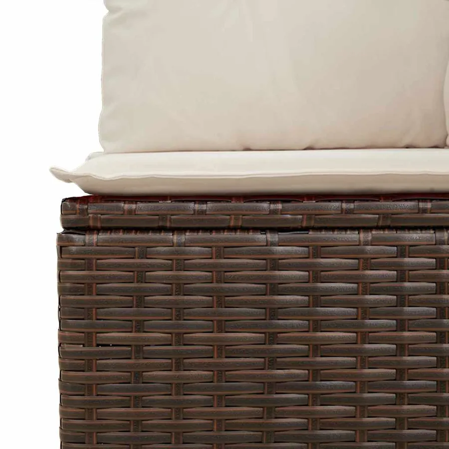 Canapé de jardin avec coussin Noir et blanc crème polyrotin - 7
