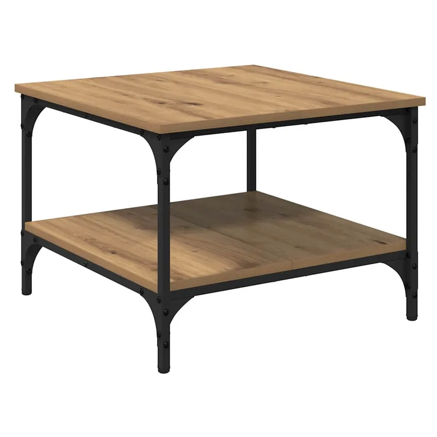 Table basse Chêne artisanal 55 x 55 x 40 cm Bois d'ingénierie - 2