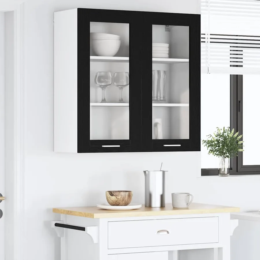 Armoire suspendue Chêne noir 80 x 31 x 80 cm Bois d'ingénierie - 4