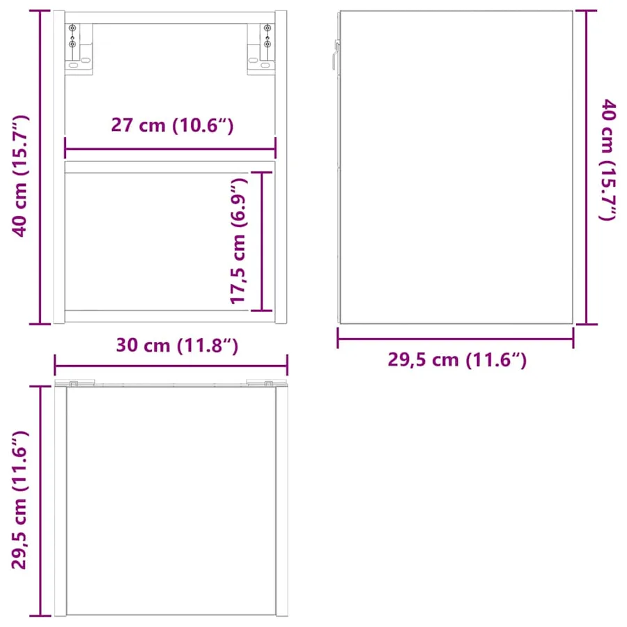 Armoire suspendue Blanc 30 x 29,5 x 40 cm Bois d'ingénierie - 12