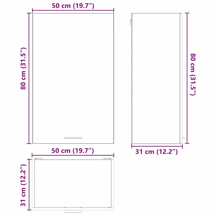 Armoire suspendue Bois ancien et Blanc 50 x 31 x 80 cm - 13