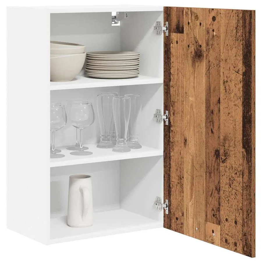 Armoire suspendue Bois ancien et Blanc 50 x 31 x 80 cm - 3
