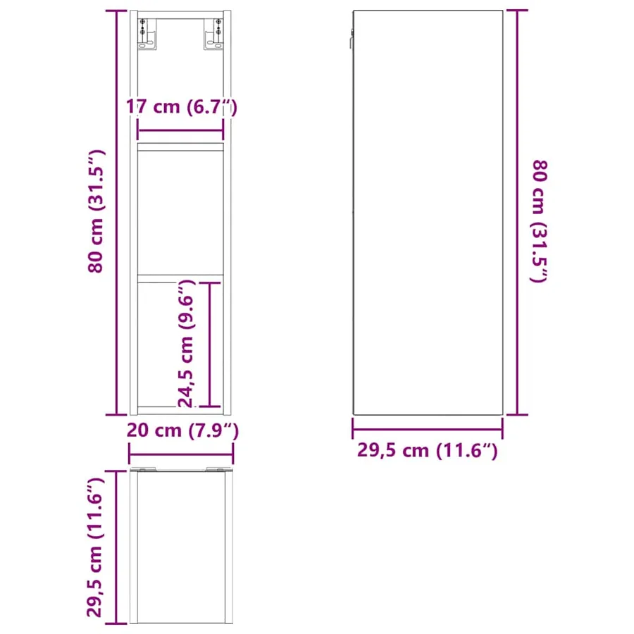 Armoire suspendue avec stockage Gris Sonoma 20 x 29,5 x 80 cm - 12