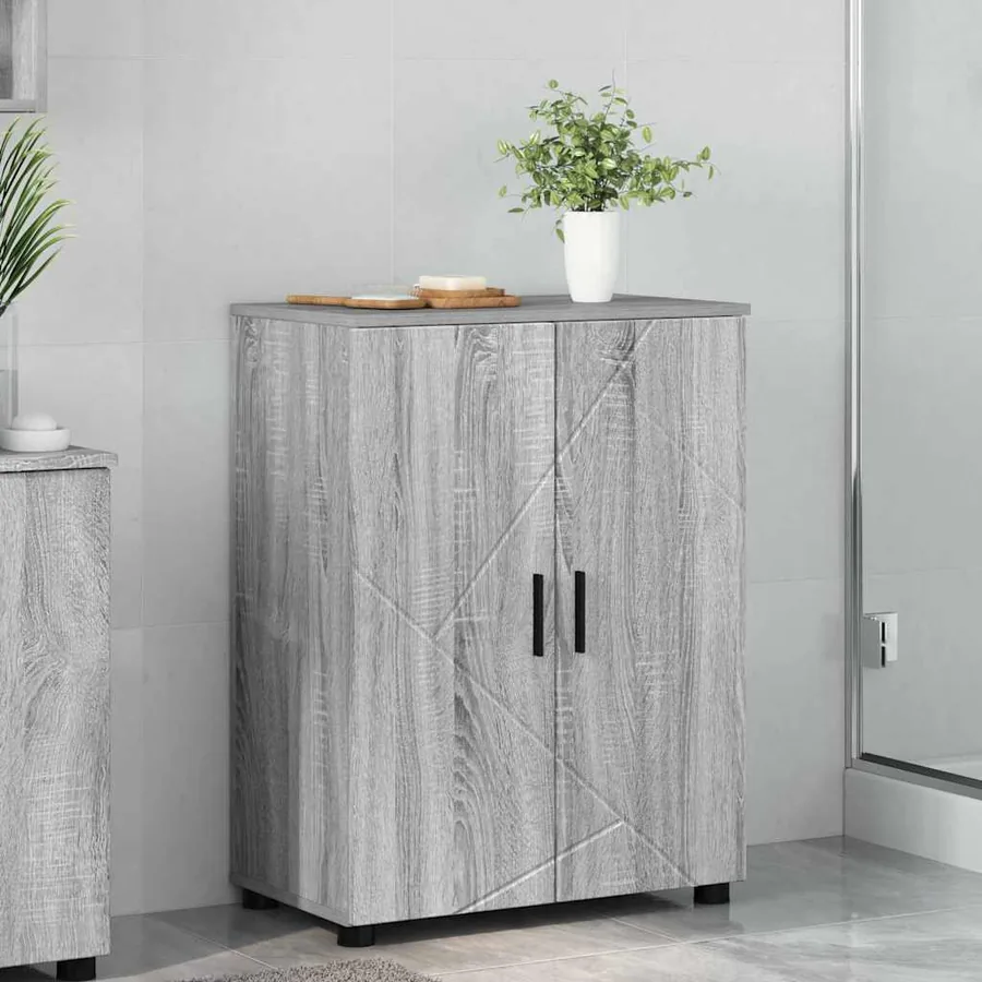Cabinet de salle de bain avec porte Gris Sonoma 60 x 35 x 80 cm