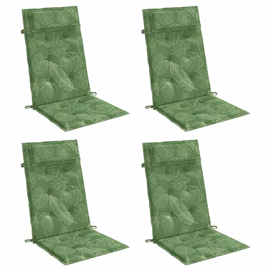 Coussins de chaise à dossier haut lot de 4 modèle de feuille - 3