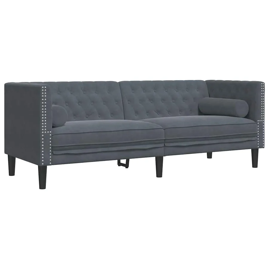 Canapé de salon 2 pcs Gris foncé 194 x 74,5 x 70,5 cm Velours - 5