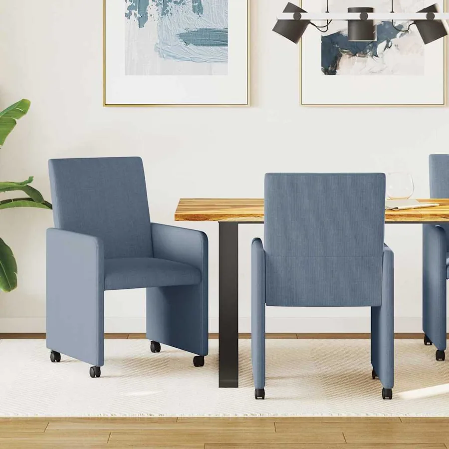 Chaises de Salle à Manger avec Roues 2 pcs Bleu 57 x 66 x 94 cm