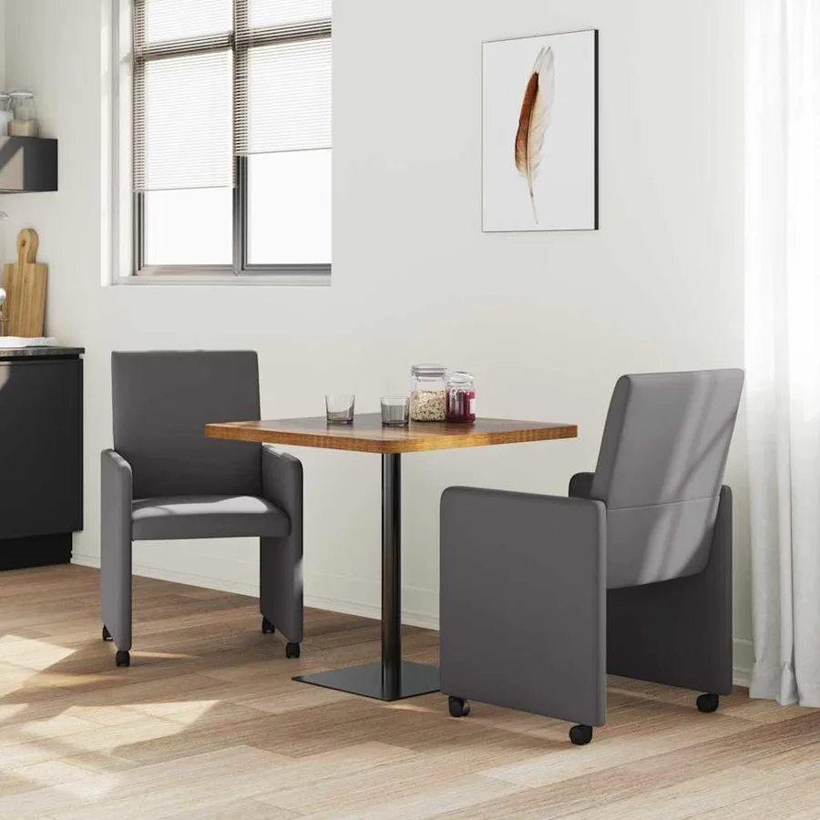 Chaises de Salle à Manger avec Roues 2 pcs Gris 57 x 66 x 94 cm - 3