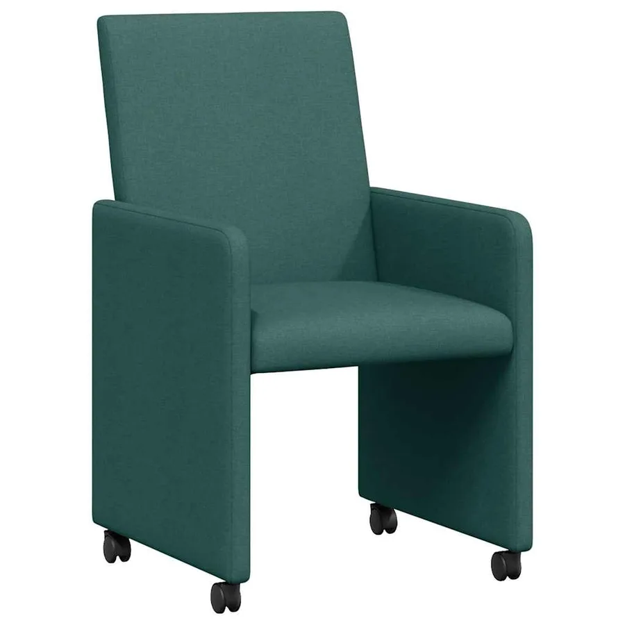 Chaises de Salle à Manger avec Roues 2 pcs Vert foncé tissu - 2