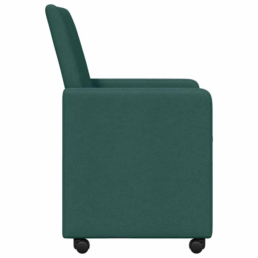 Chaises de Salle à Manger avec Roues 2 pcs Vert foncé tissu - 5