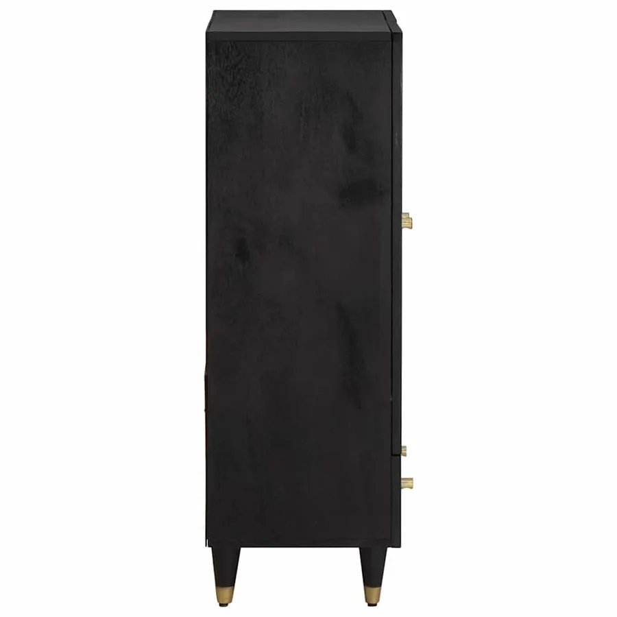 Haut Armoire Noir 60 x 33 x 100 cm Bois de mangue massif - 4