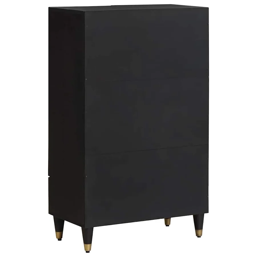 Haut Armoire Noir 60 x 33 x 100 cm Bois de mangue massif - 5