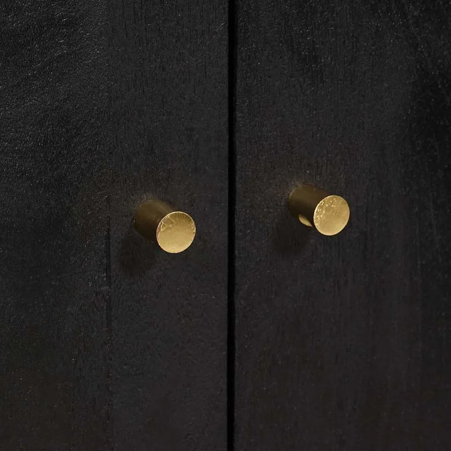 Haut Armoire Noir 60 x 33 x 100 cm Bois de mangue massif - 8