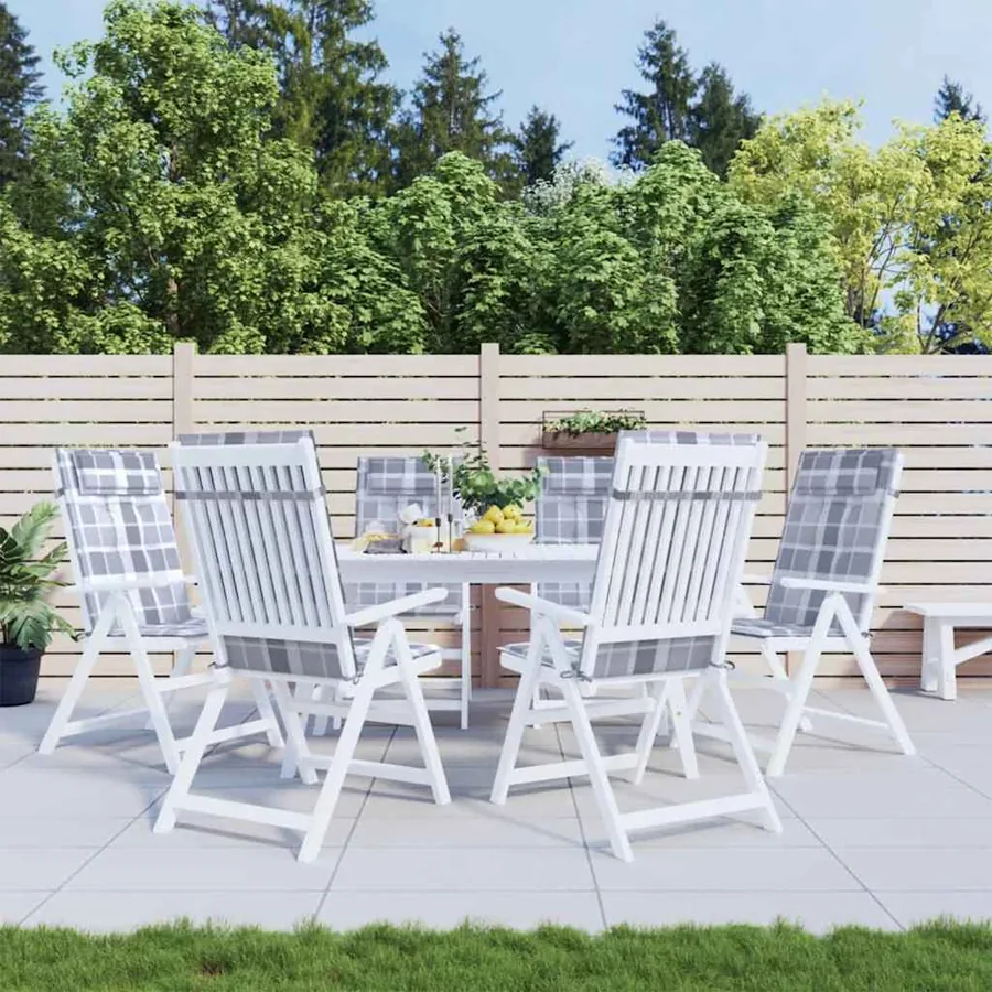 Coussins de chaise à dossier haut lot de 6 carreaux gris