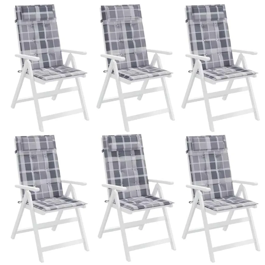Coussins de chaise à dossier haut lot de 6 carreaux gris - 4